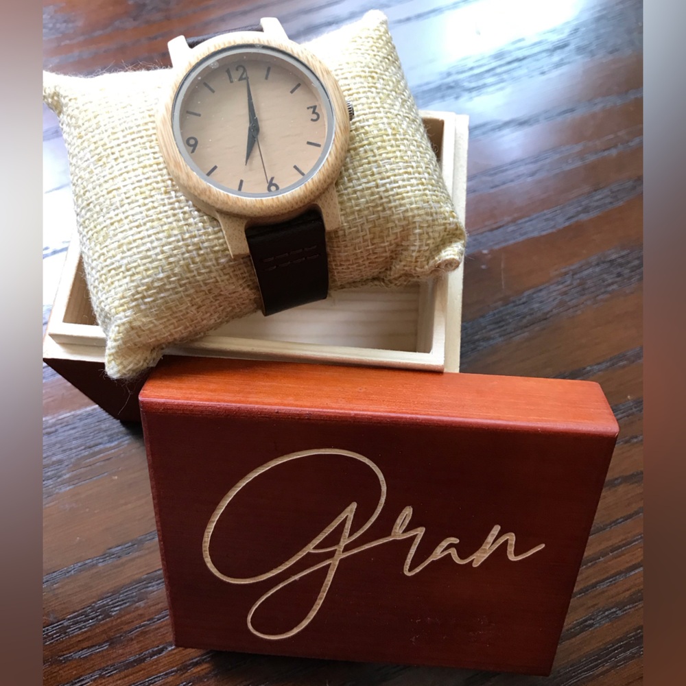 Engraved “Gran” Wooden Womens Watch with Wooden Accessory Box